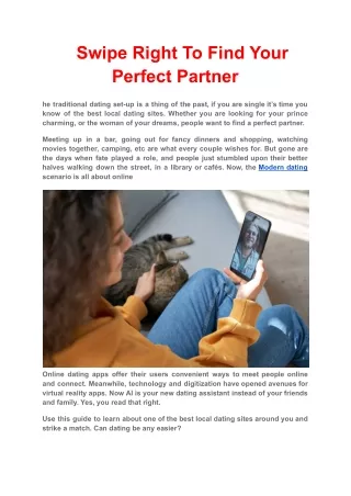 Swipe Right To Find Your Perfect Partner