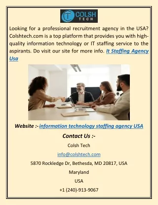 It Staffing Agency Usa AS
