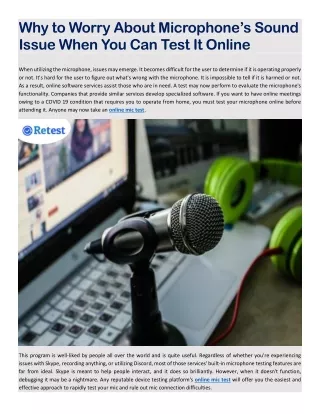 why to worry about micro phone s sound issue when