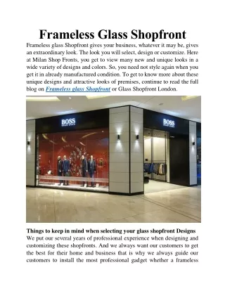 Frameless glass Shopfront