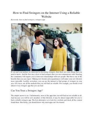 how to find swingers on the internet using
