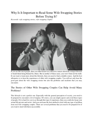 why is it important to read some wife swapping