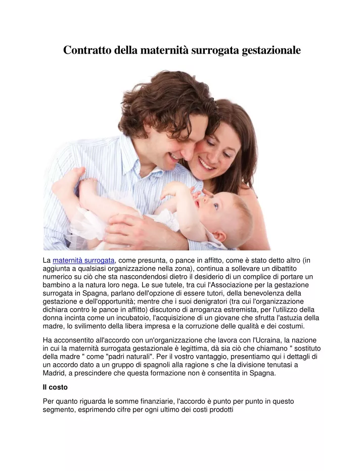 contratto della maternit surrogata gestazionale
