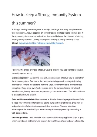 How to Keep a Strong Immunity System this Summer?