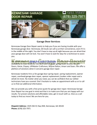 Kennesaw Garage Door Repair Services