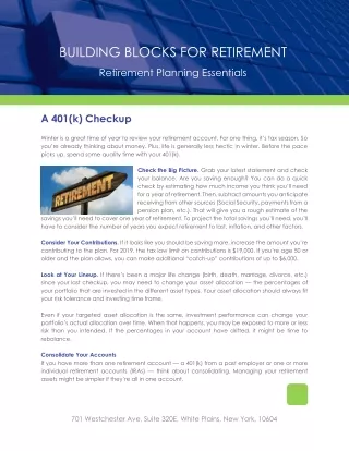 building blocks for retirement