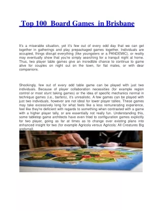 top 100 board games in brisbane