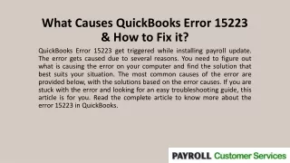 what causes quickbooks error 15223 how to fix it