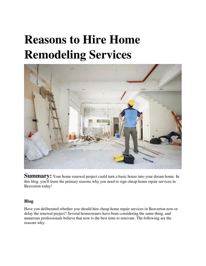 reasons to hire home remodeling services