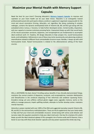 Maximize your Mental Health with Memory Support Capsules