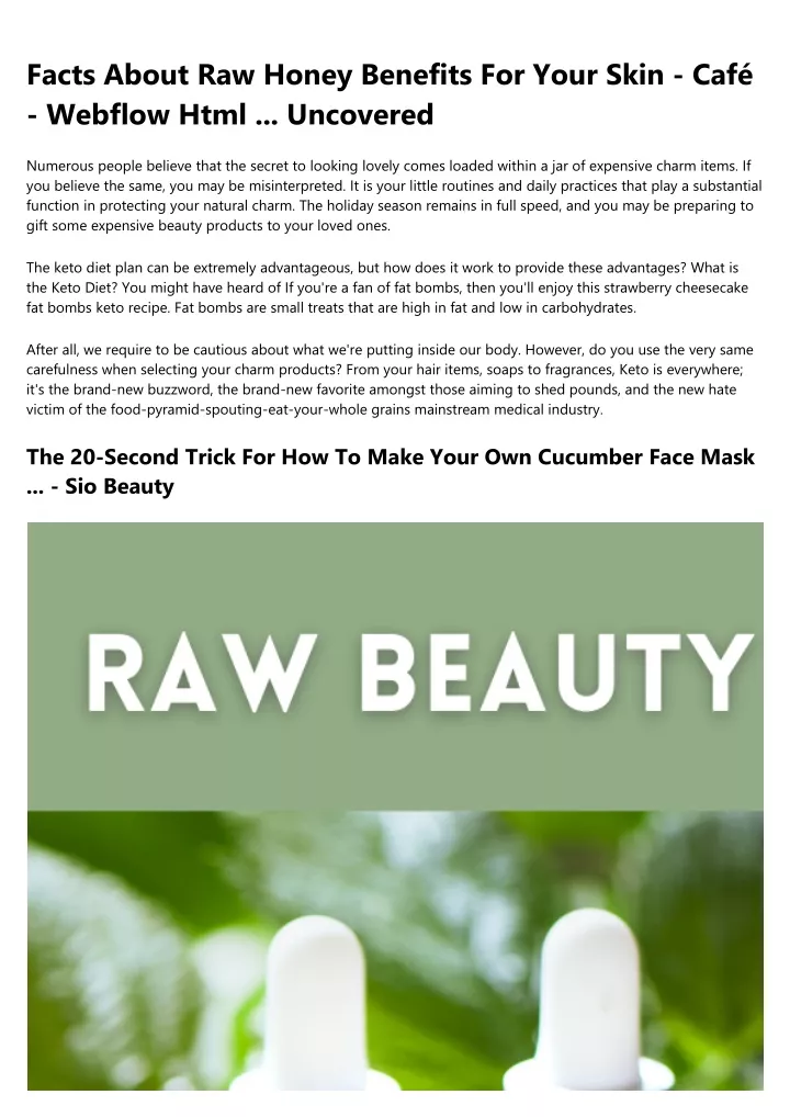 facts about raw honey benefits for your skin