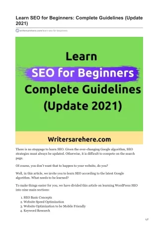 writersarehere.com-Learn SEO for Beginners Complete Guidelines Update 2021