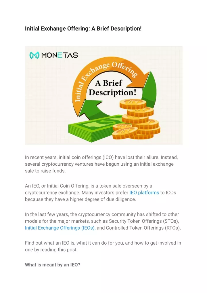 initial exchange offering a brief description