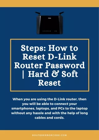 Steps: How to Reset D-Link Router Password | Hard & Soft Reset