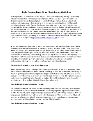 light emitting diode grow lights buying guidelines