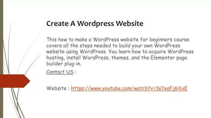 create a wordpress website