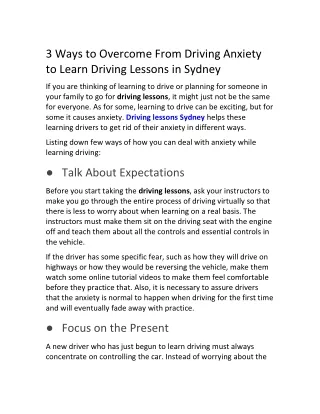Driving Lessons in Sydney
