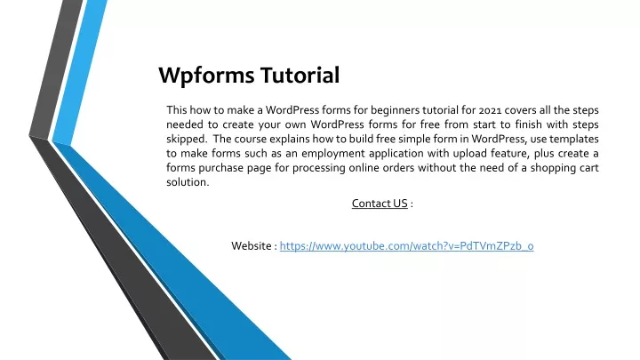 wpforms tutorial