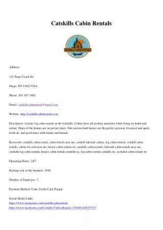 Catskills Cabin Rentals