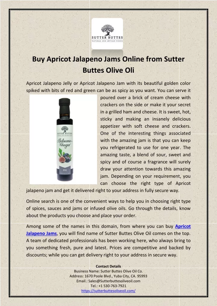 buy apricot jalapeno jams online from sutter