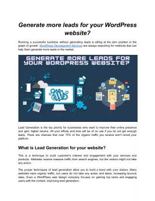 Generate more leads for your Wordpress website