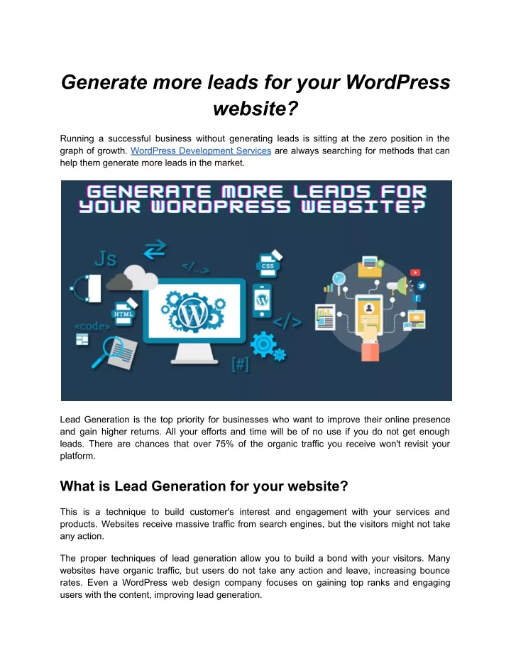 generate more leads for your wordpress website
