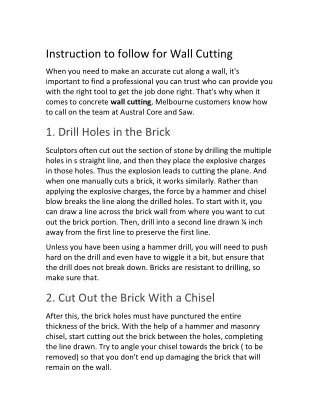 Wall Cutting