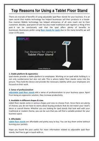 top reasons for using a tablet floor stand there