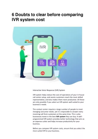 6 doubts to clear before comparing ivr system cost