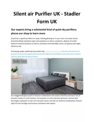 Silent Air Purifier UK - Stadler Form UK