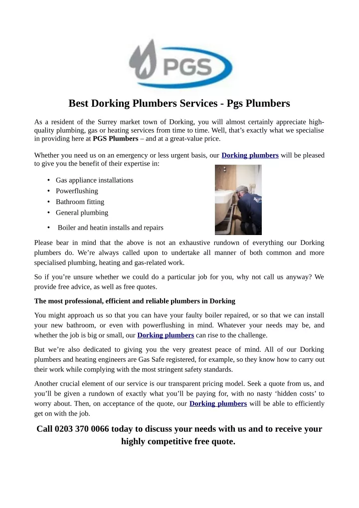 best dorking plumbers services pgs plumbers