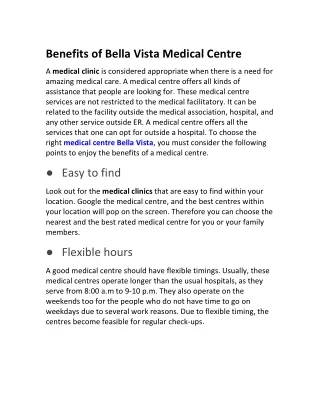 Bella Vista Medical Centre