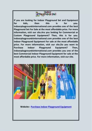 Purchase Indoor Playground Equipment indoorplaygroundsinternational.com