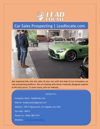 Car Sales Prospecting | Leadlocate.com