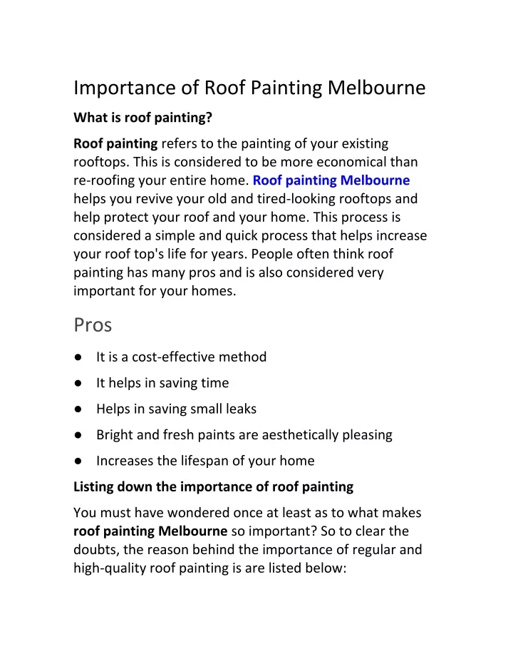 importance of roof painting melbourne