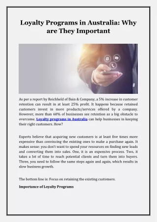 loyalty programs in australia why are they