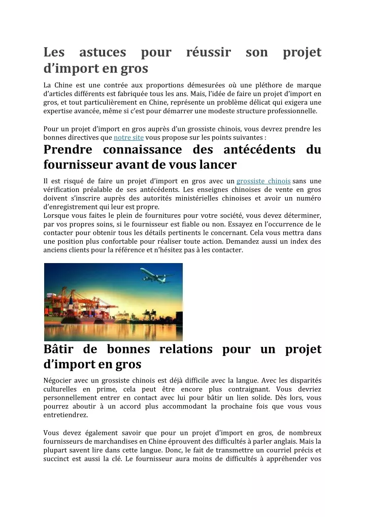 les astuces pour r ussir son projet d import