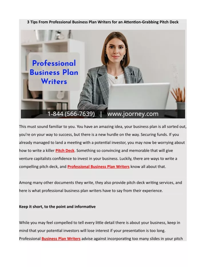 3 tips from professional business plan writers