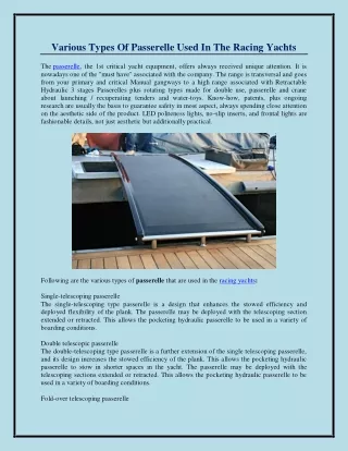 various types of passerelle used in the racing