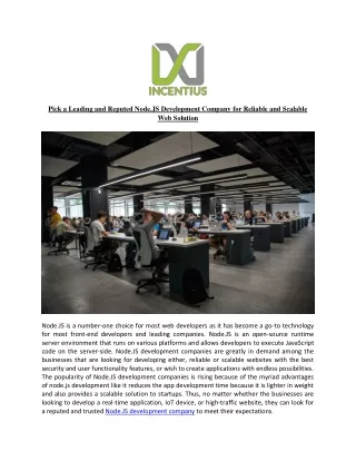 Pick a Leading and Reputed Node.JS Development Company for Reliable and Scalable Web Solution