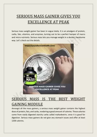 SERIOUS MASS GAINER GIVES YOU EXCELLENCE AT PEAK