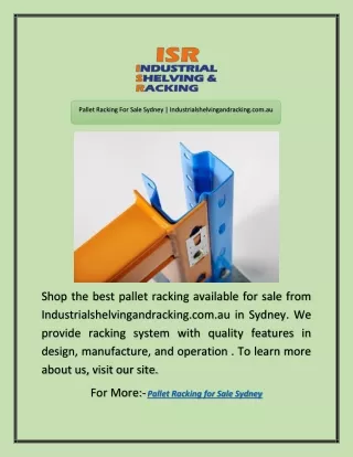 Pallet Racking For Sale Sydney | Industrialshelvingandracking.com.au
