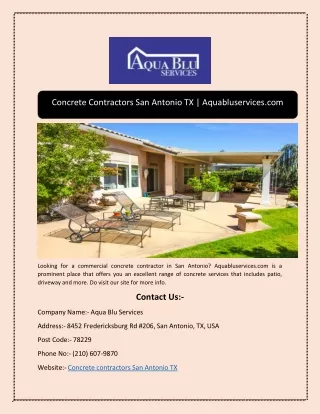 Concrete Contractors San Antonio TX | Aquabluservices.com