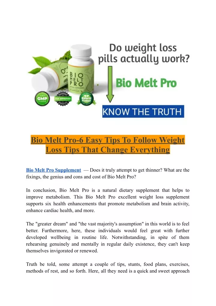 bio melt pro 6 easy tips to follow weight loss