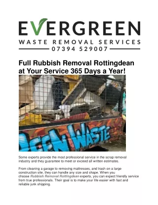 Full Rubbish Removal Rottingdean at Your Service 365 Days a Year