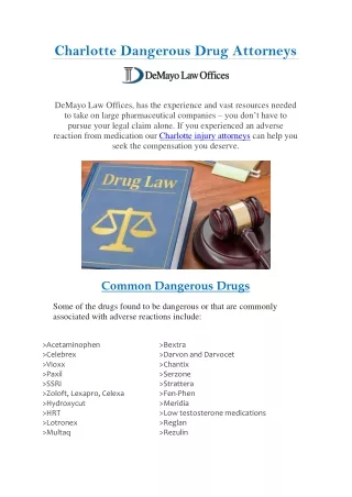 Charlotte Dangerous Drug Attorneys