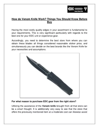 How do Venom Knife Work Things You Should Know Before Buy