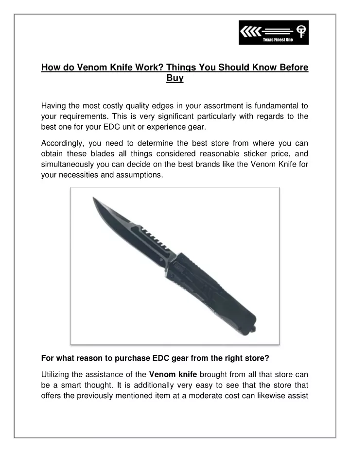 how do venom knife work things you should know