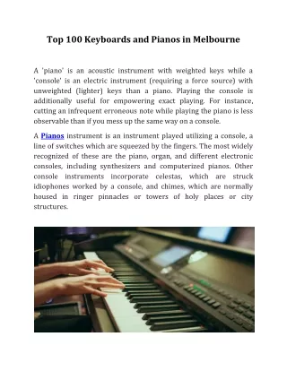 Top 100 Keyboards and Pianos in Melbourne-converted