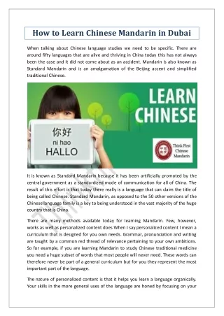 How to Learn Chinese Mandarin in Dubai